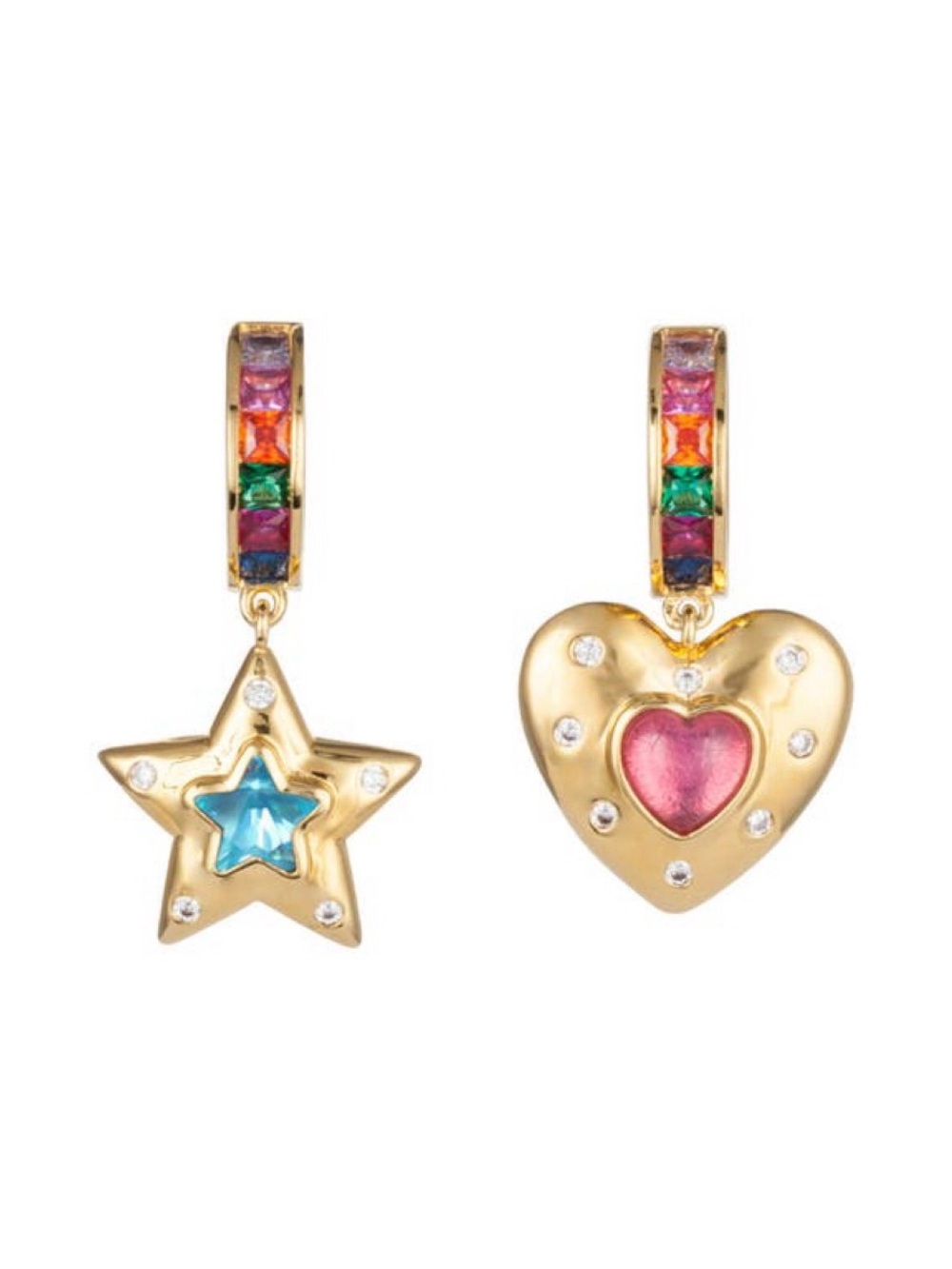 July Child Disco Disco Mismatched Drop Huggie Hoop Earrings